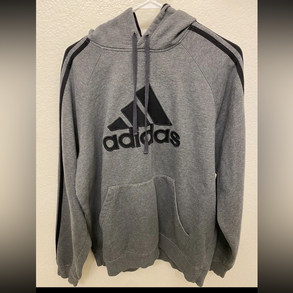 Adidas Hoodie Men's Large Gray Long Sleeve